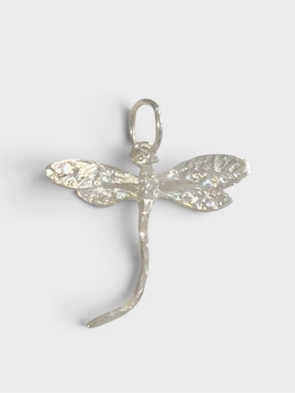 Sterling Silver Dragonfly Pendant Necklace Charm - Silver